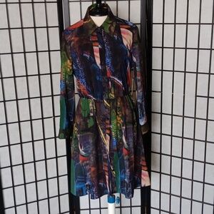 Alice + Olivia Collared Lined Shirt Dress Size M